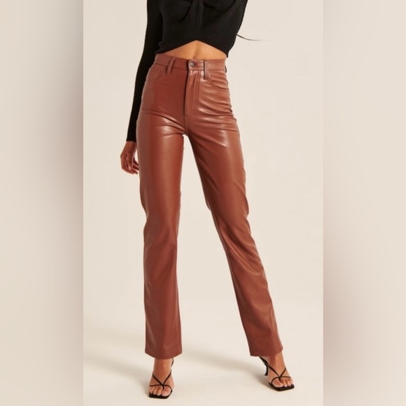 Abercrombie brown leather pants - Picture 1 of 3